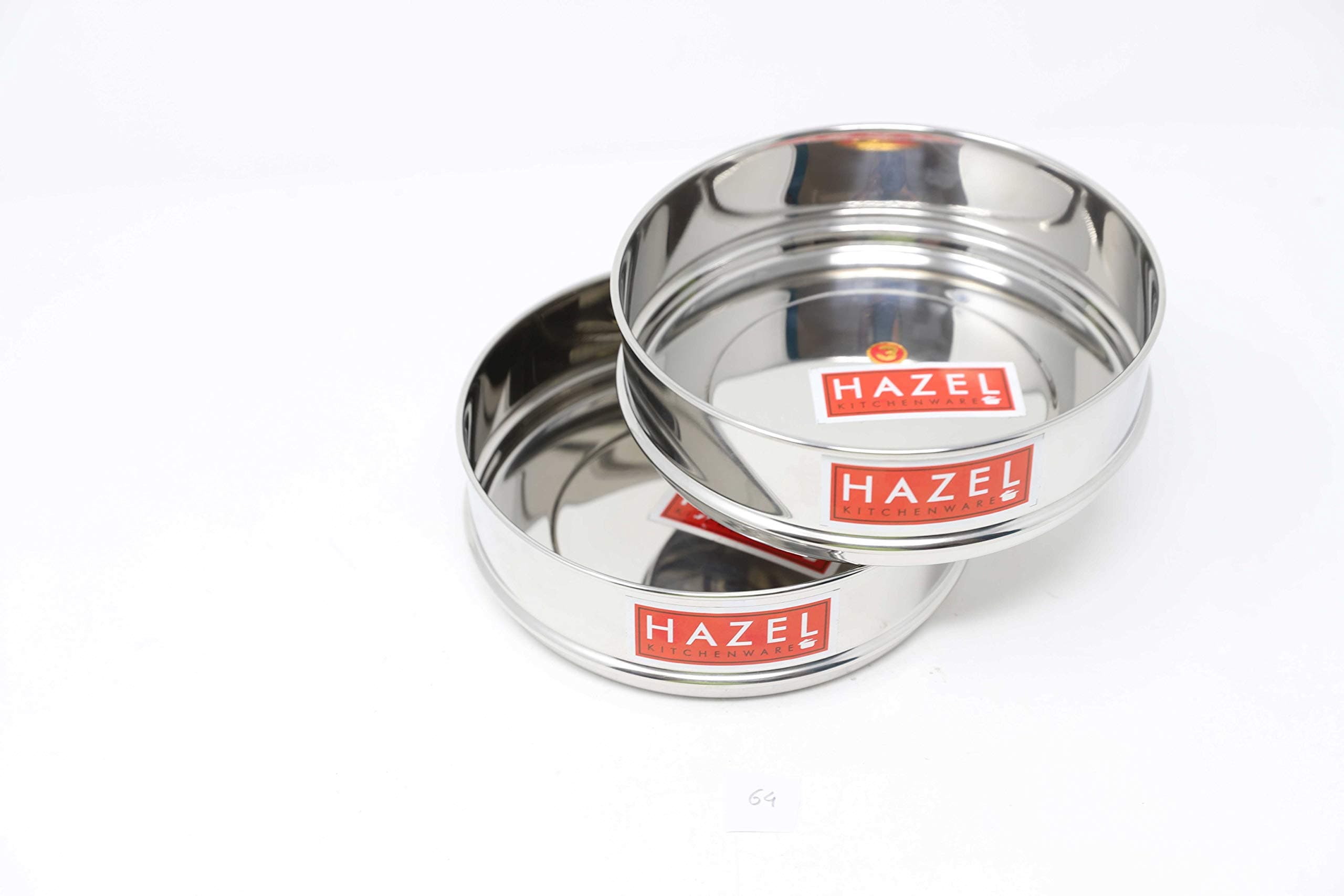 HAZEL Alfa Stainless Steel Stackable Separator Dabba For 6 Ltr Pressure Cooker - 16.5 Cm, Silver, Set Of 2, 6 Liter