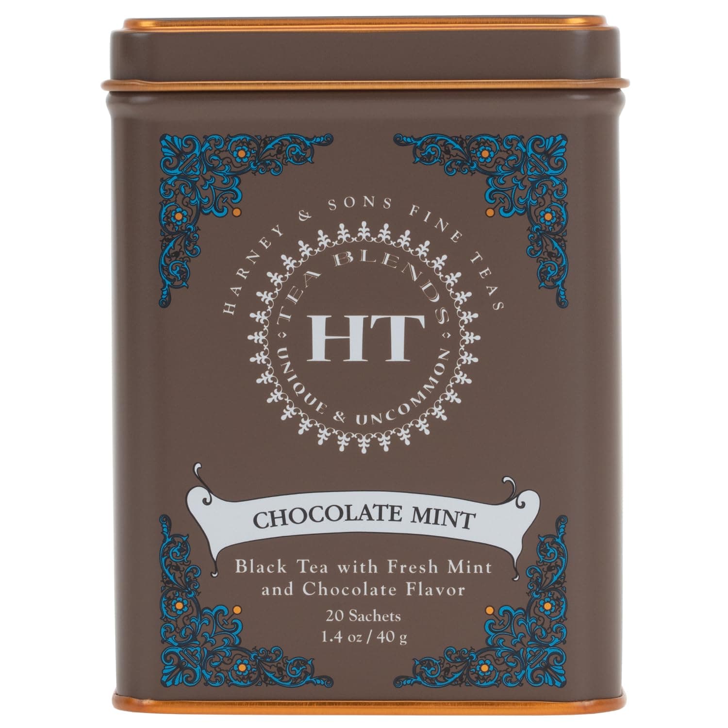 Chocolate Mint Flavored Black Tea - 20 Sachets Per Tin