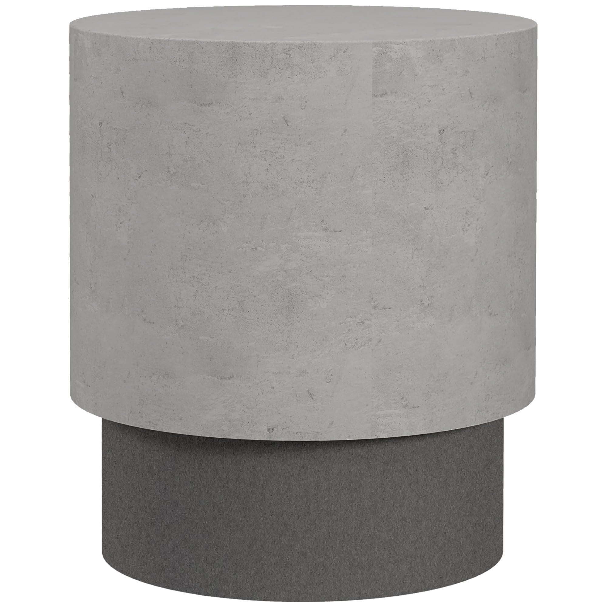 Concrete Finish End Table, Round Side Table with 4 Adjustable Feet, Lightweight for Indoor, Outdoor, Gray