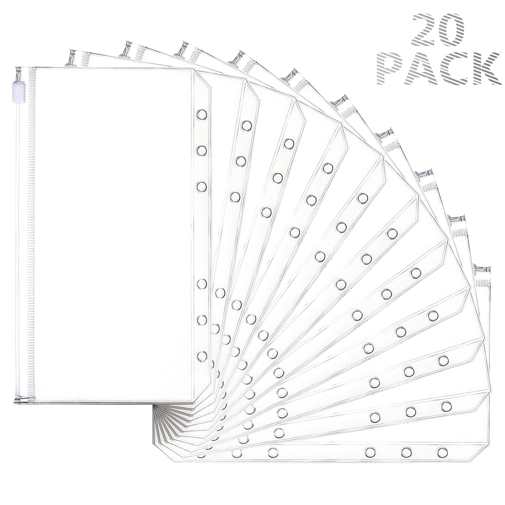 20Pcs Zipper Binder Pocket