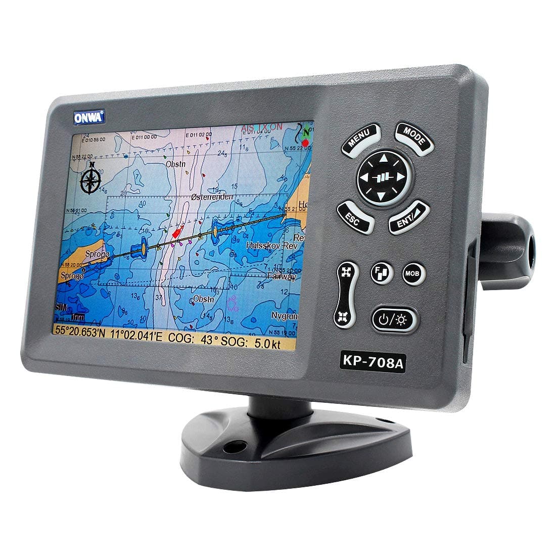 KP-708A 7-inch Color LCD GPS Chart Plotter Contains Internal GPS Antenna Built-in Class B AIS Transponder Combo High Sensitivity Marine GPS Navigator