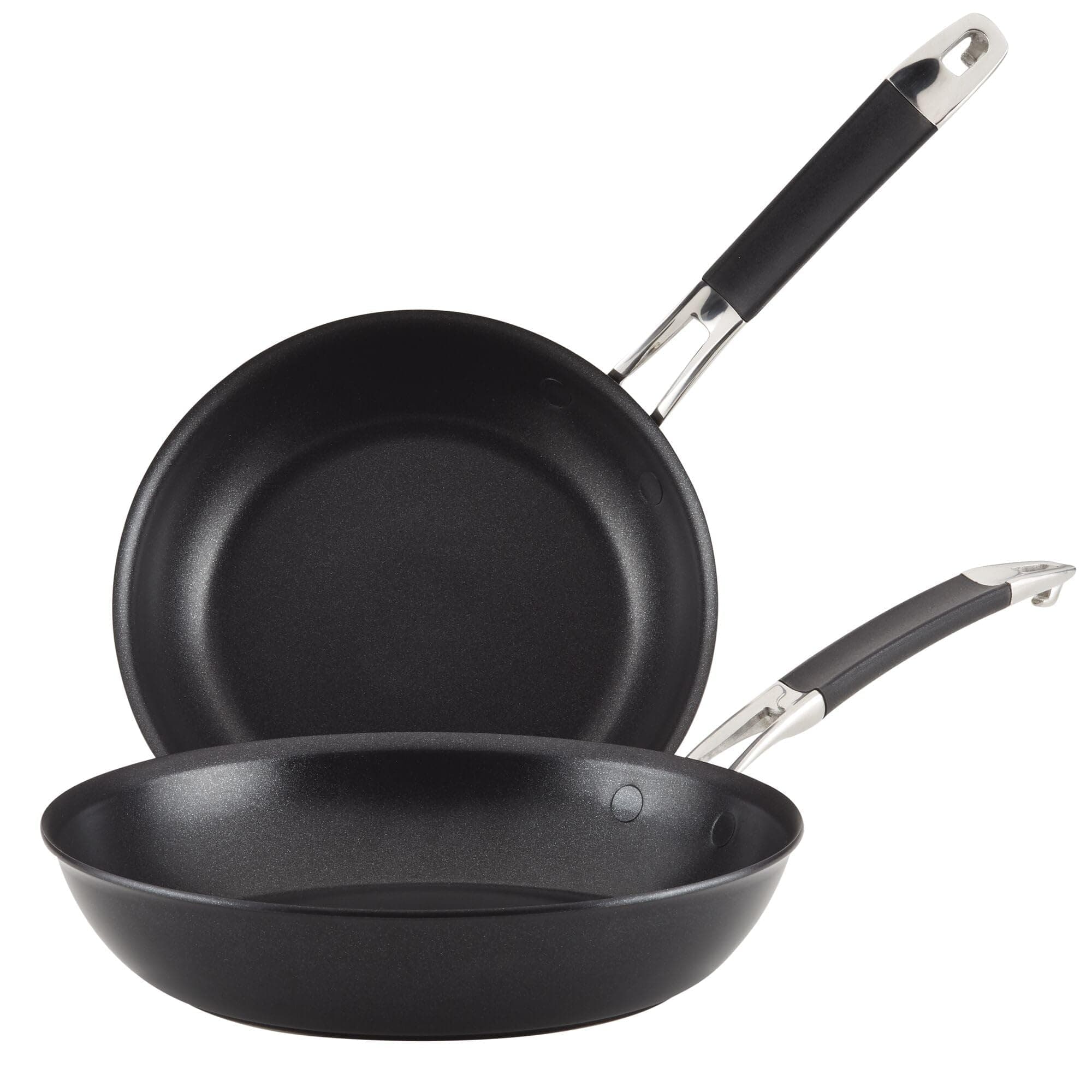 Anolon 87540 Smart Stack Hard Anodized Nonstick Frying Pan Set/Fry Pan Set/Hard Anodized Skillet Set - 8.5 Inch and 10 Inch, Black