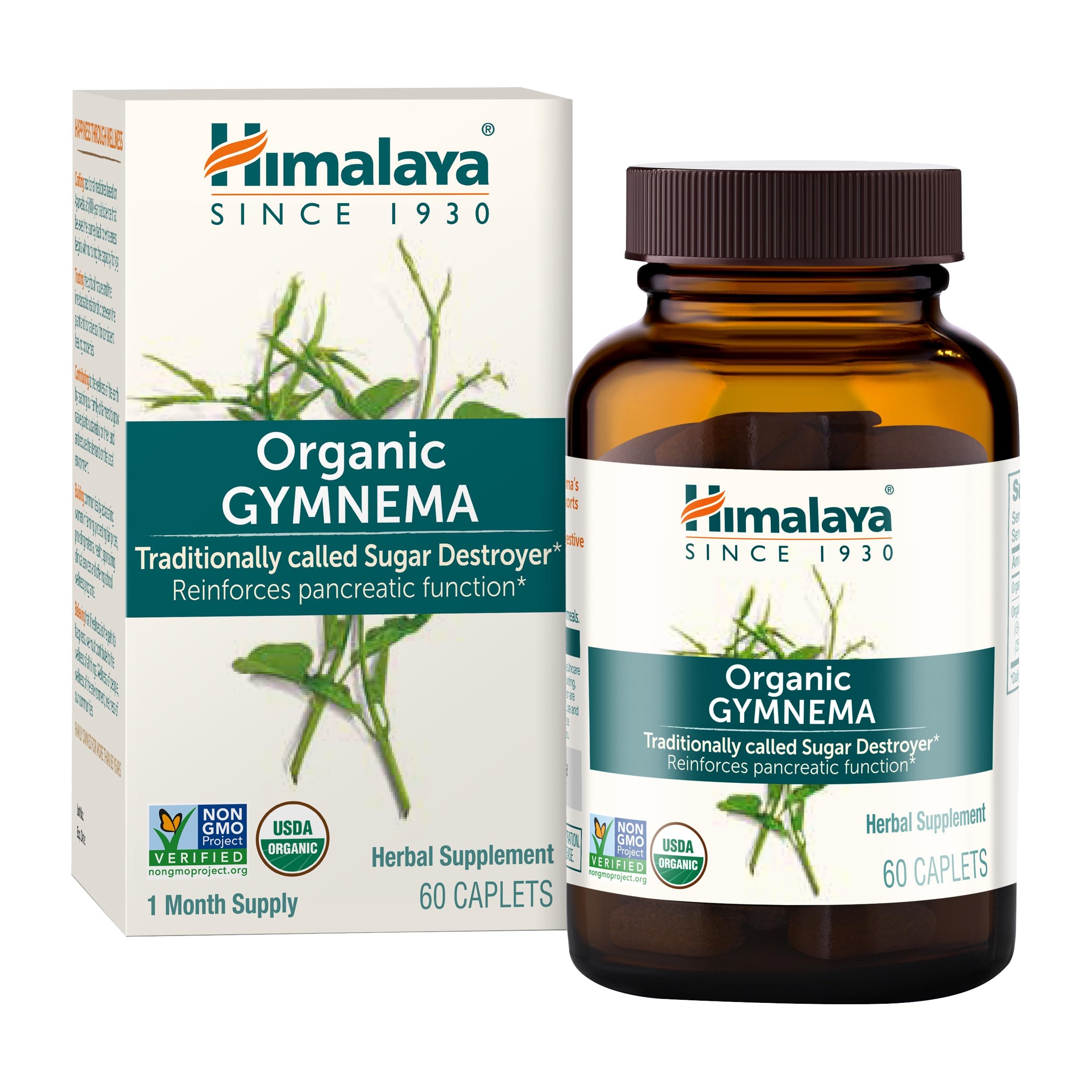 Organic Gymnema Sylvestre – Herbal Glucose Metabolism Support - USDA Organic, Non-GMO, Vegan, Gluten Free, Additive Free, 700 mg, 60 Caplets