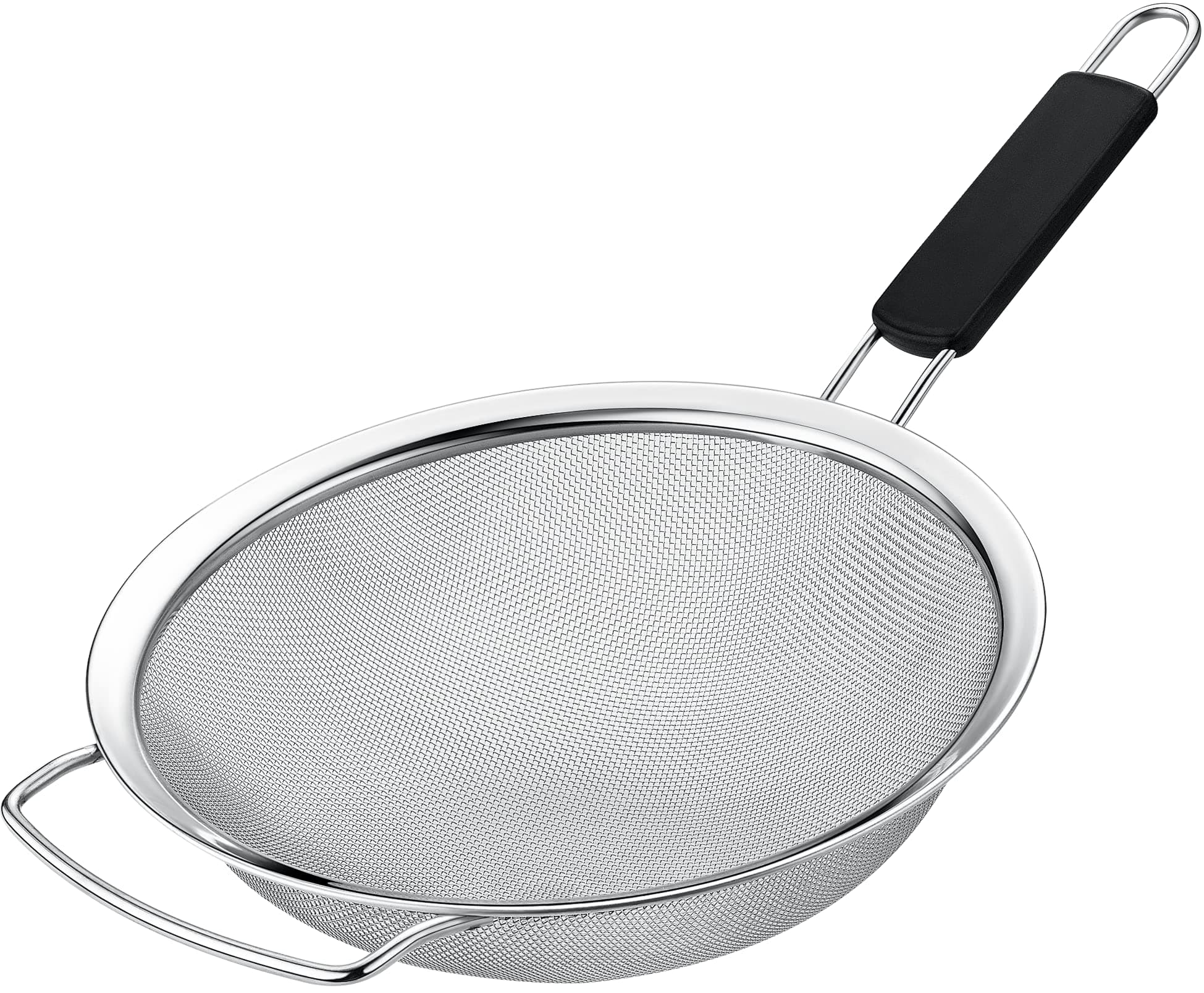 9" Large Fine Mesh Strainer with Thermo Plastic Rubber Handle - Sieve Fine Mesh Stainless Steel - Ideal to Strain Pasta, Quinoa and Rice