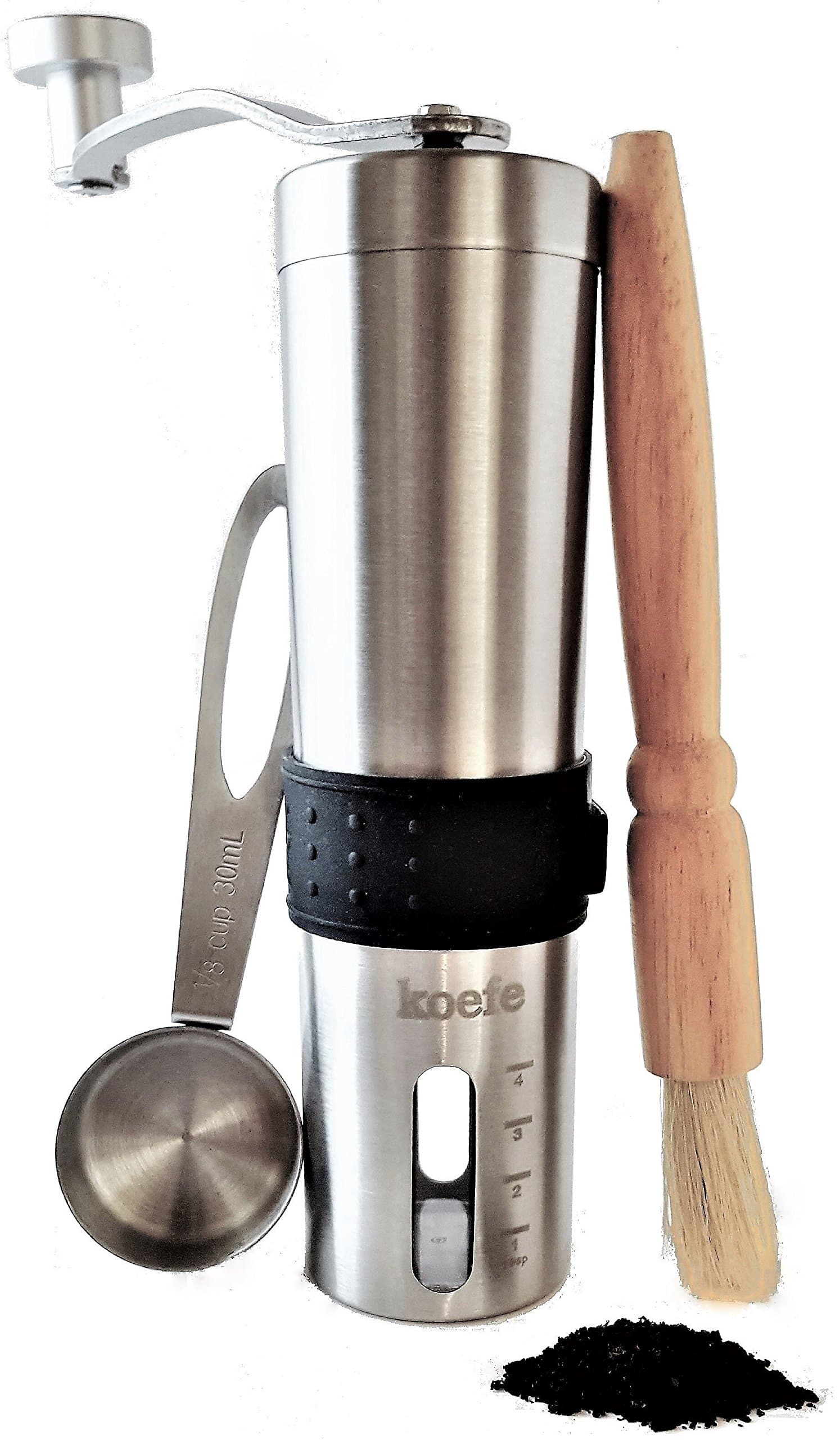 Manual Coffee and Pepper Grinder Complete Bundle Set | Conical Burr Mill for Precision Grinding | Brushed Stainless Steel