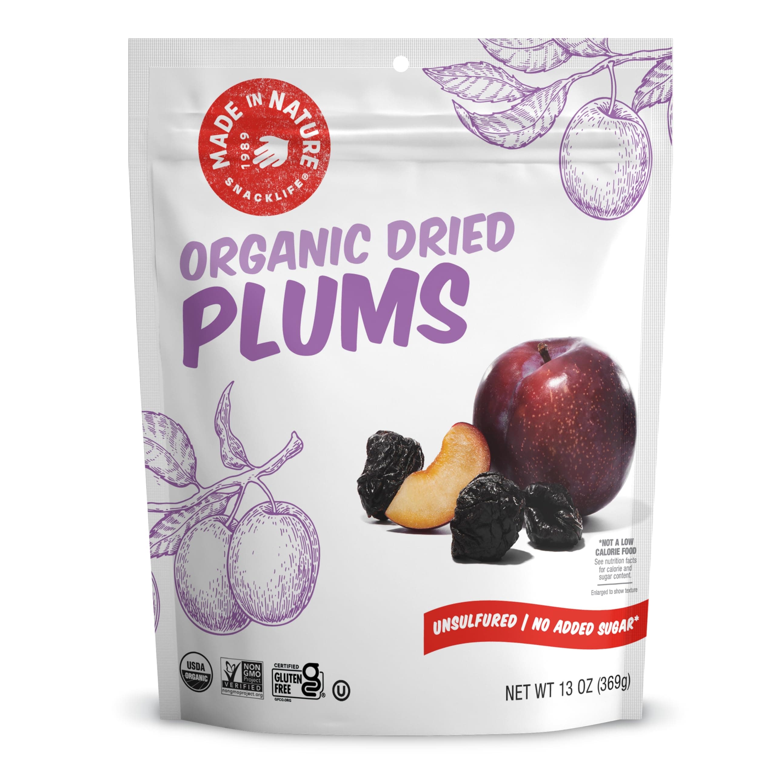 Made In Nature Organic Dried Plums, 13 Ounce (Pack of 1) – Vegan Snack, Non-GMO, Unsulfured, Gluten Free, Kosher