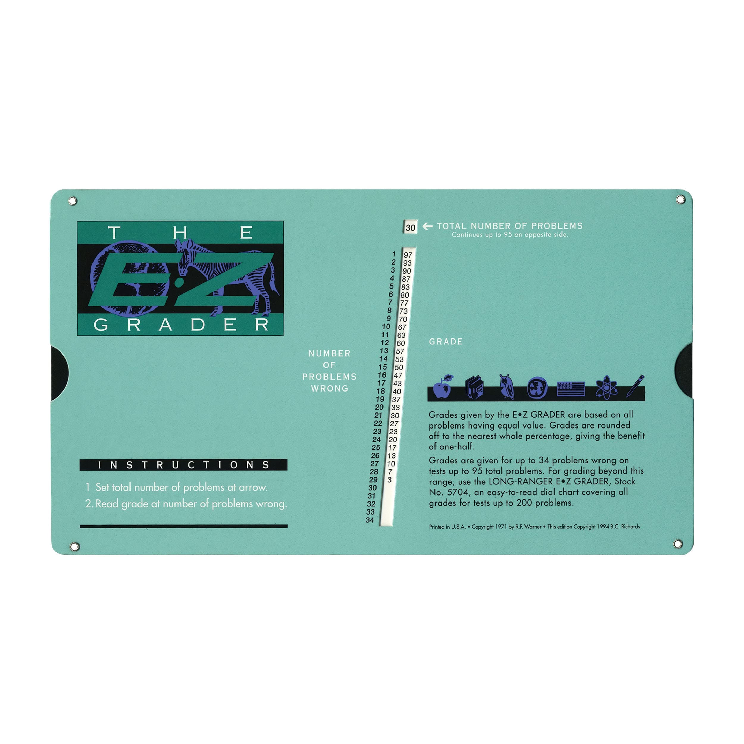 E-Z Grader Chart, 8-1/2 x 4-3/4 x 1/8 Inches, Standard Size Print, Green (5703)