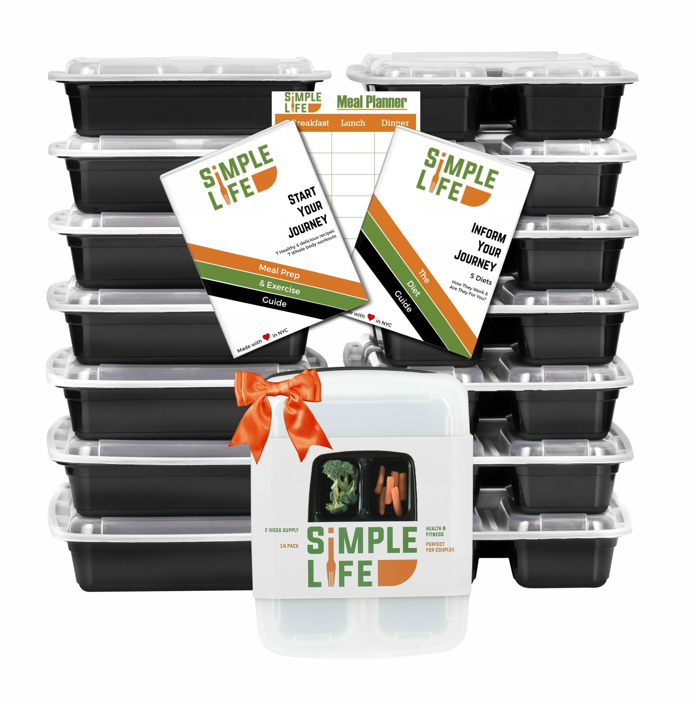 Stackable Reusable 3 Compartment Food Containers with Lids, Set of 7