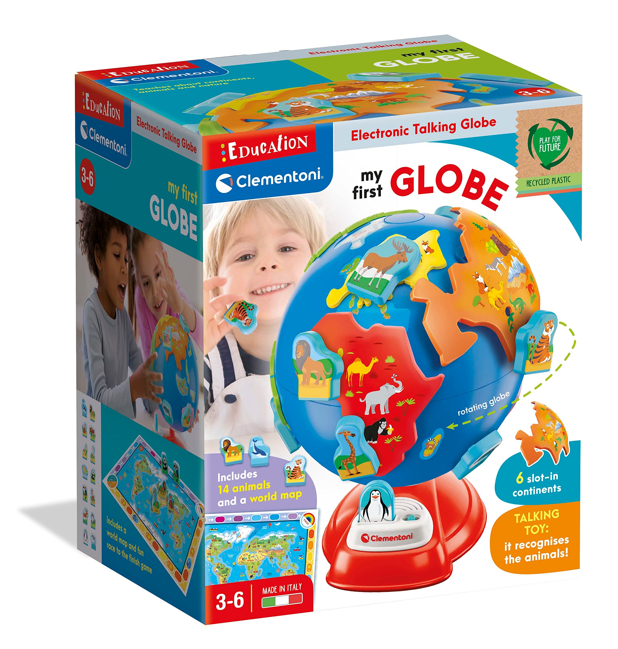 Clementoni- First Interactive Digital Globe for Curious Kids: Educational Learning Toy with Sounds & Quizzes (36+ Months)
