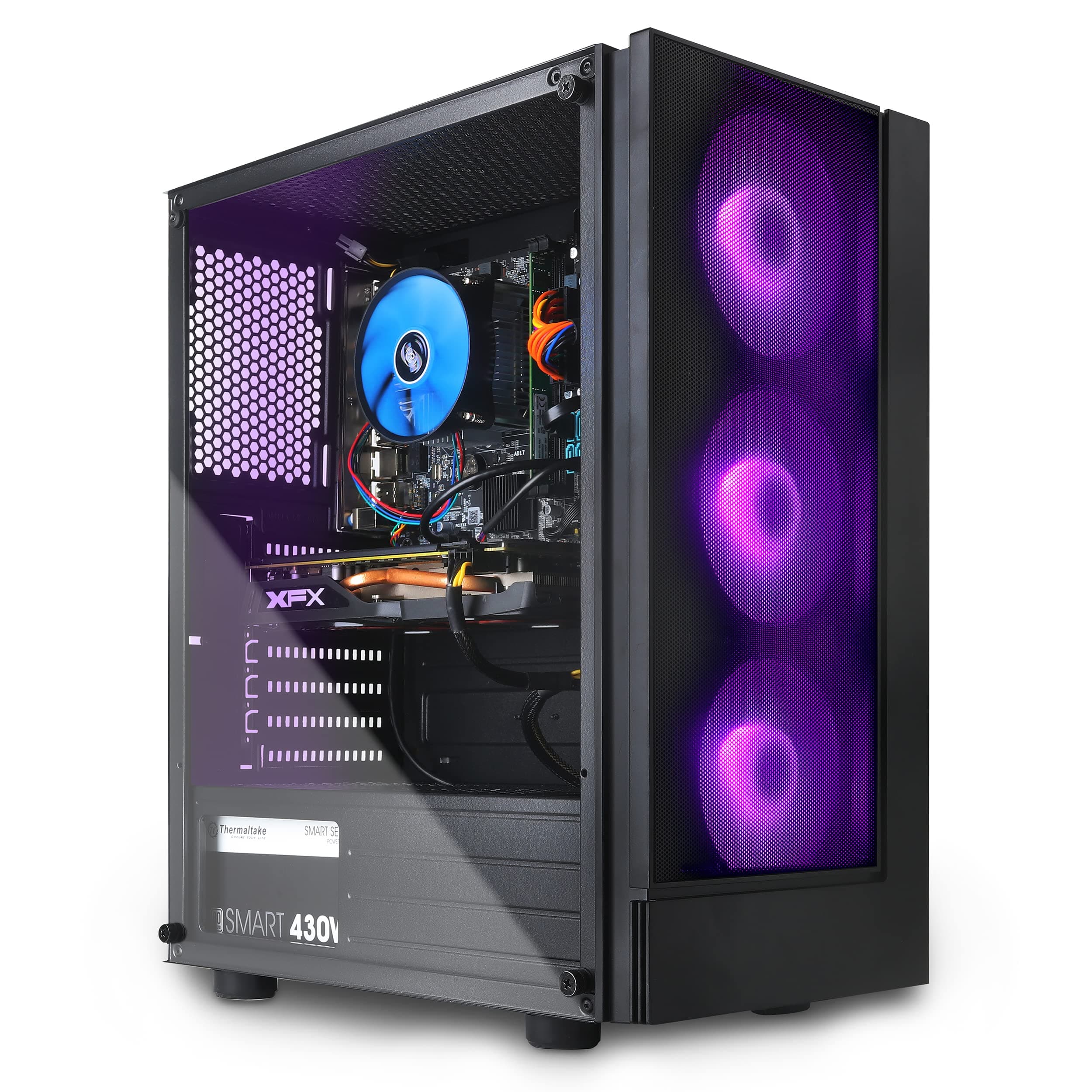 Blackout Computers Gaming PC Desktop Computer Tower Intel Core i7 up to 3.6 GHz, RX 580 8G GDDR5, 512GB SSD, 8G RAM,Windows 10 Pro 64-bit, WiFi, Bluetooth, VR Ready, Multi RGB Fans, Black (Renewed)